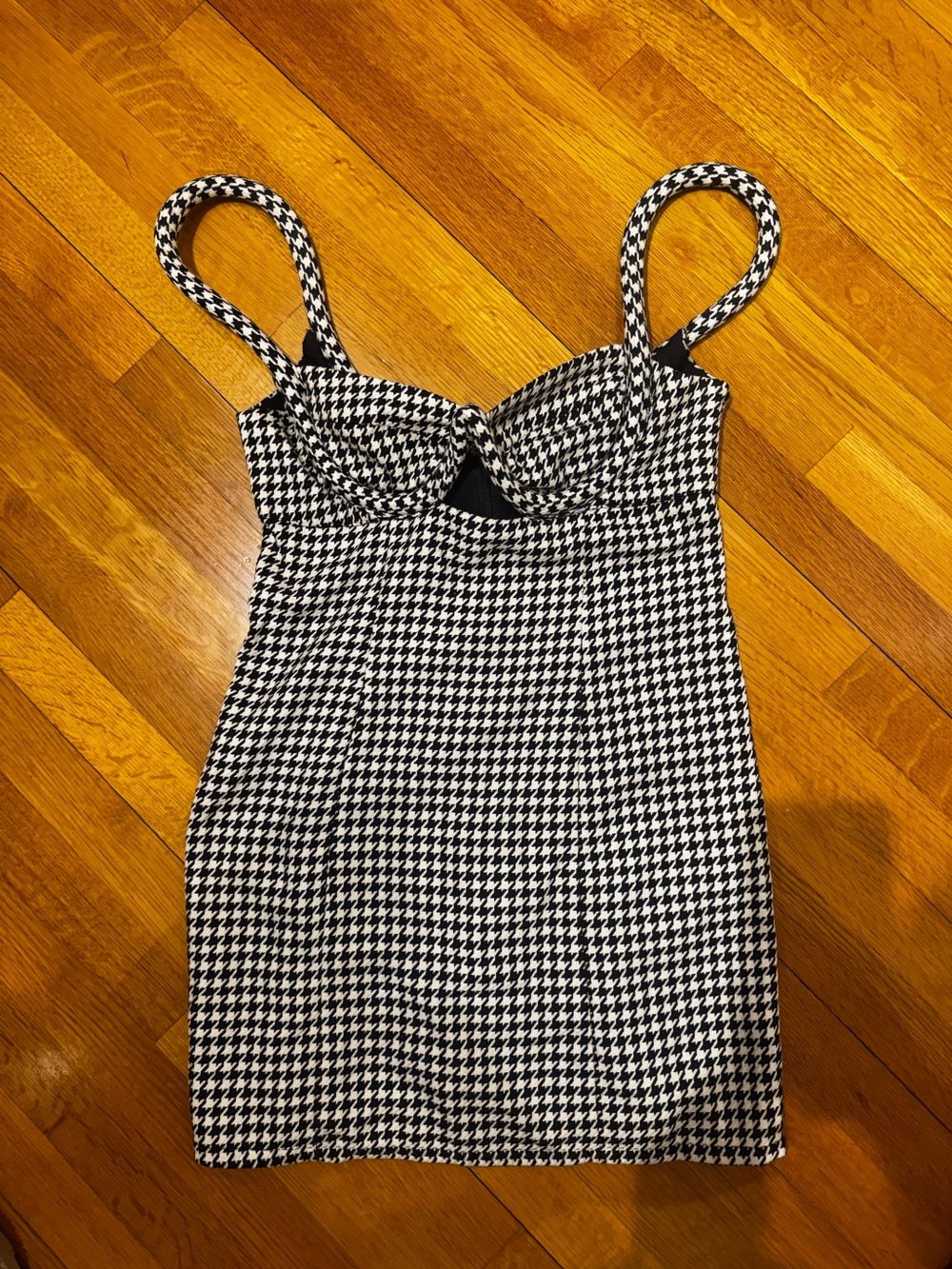 Majorelle Houndstooth Bustier Mini Dress - Black & White size M